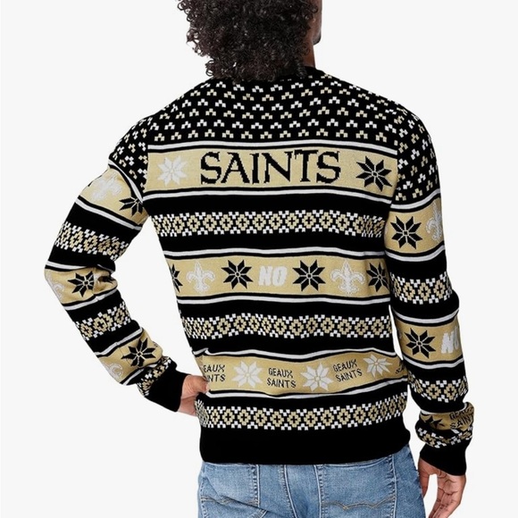 New Orlean’s Saints Ugly Christmas Sweater NEW XXL Gold Black FOCO NFL Football - Picture 2 of 6